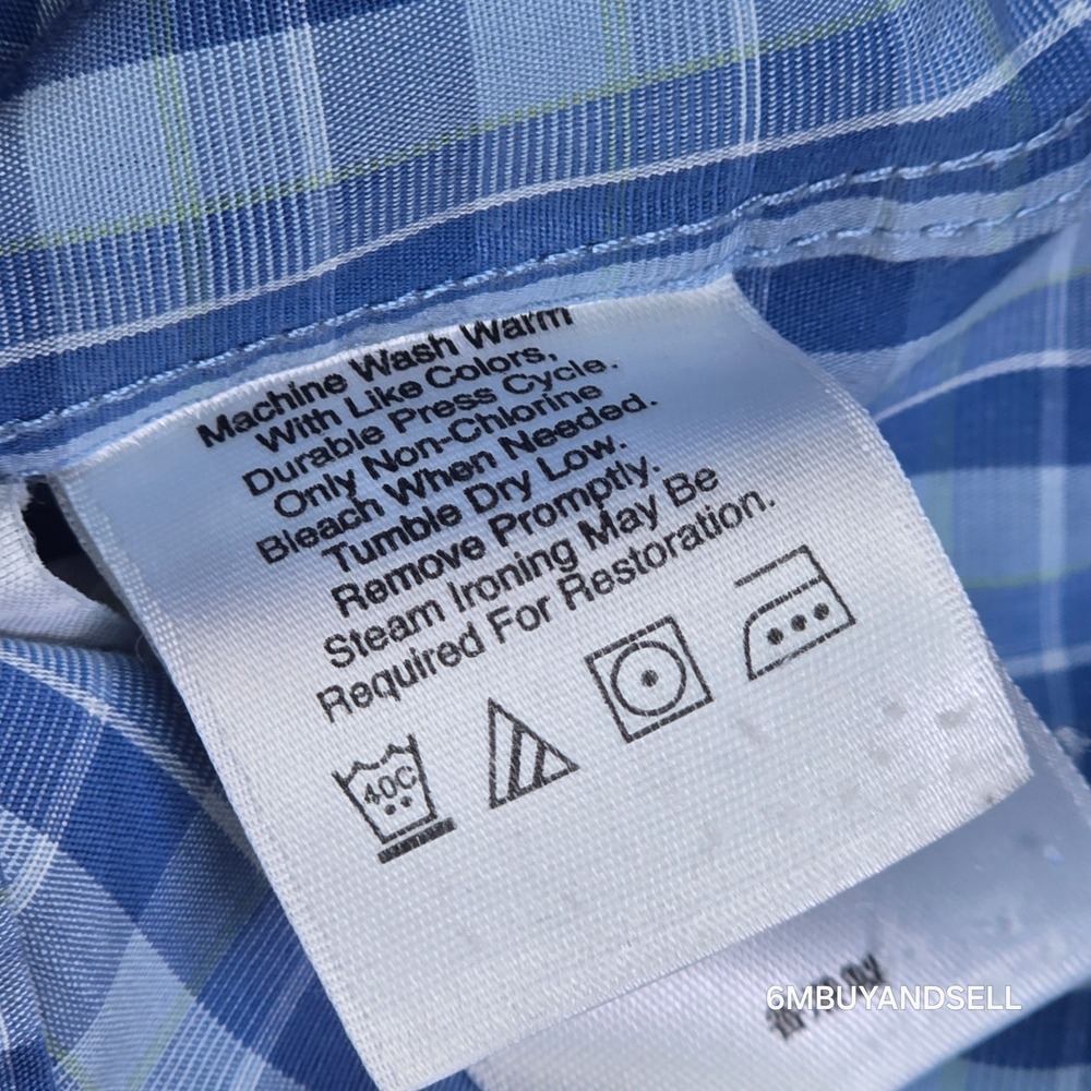 Eddie Bauer Mens XXL Tall Blue Plaid Short Sleeve Button Up Relaxed Fit Shirt - Picture 11 of 12